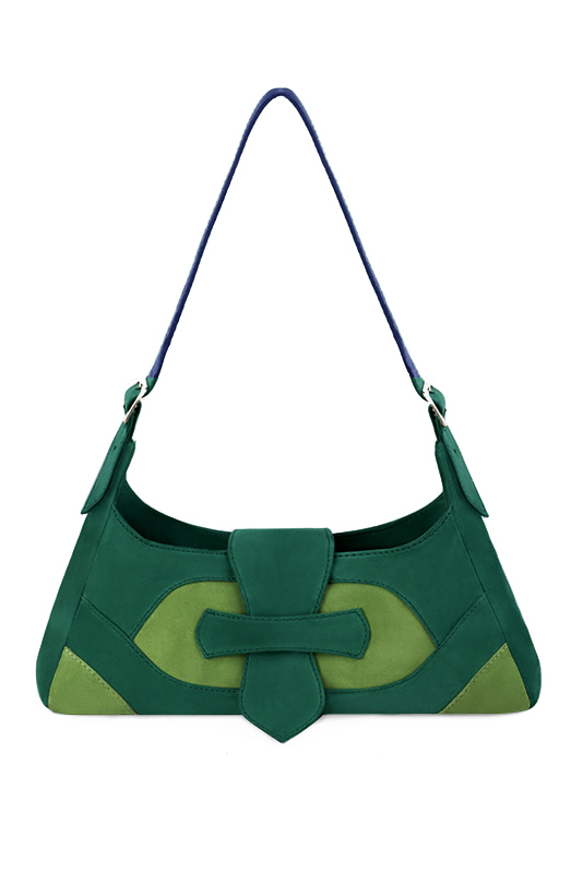 Emerald green women's dress handbag, matching pumps and belts. Top view - Florence KOOIJMAN
